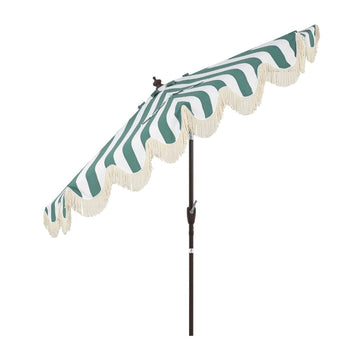 Beverly 9 ft. Designer Classic Scalloped Fringe Half Market Patio Umbrella